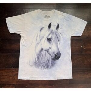 The Mountain T Shirt 2001 Mens Large Purple Tie Dye Horses Nature Outdoor